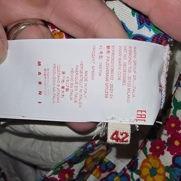 Marni Pop Garden Floral Print Wide Leg Crop Jeans White Multicolor Size 42 US 6 - Picture 8 of 12